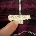 Rebellion Burgundy Plaid Button-Down Shirt Photo 5