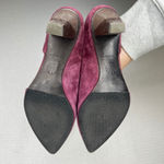 COCLICO Women's Burgundy Suede D'Orsay Pointed Toe Block Heel Shoes Size 36 Purple Photo 6