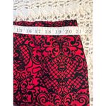 Melissa Paige  Women’s Plus 2X Skirt Red Black Brocade Pencil Stretch Photo 2