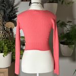 Kendall + Kylie  Coral V-Neck Ribbed Knit Top Photo 1