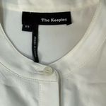 The Kooples White Crepe Leather Detail Floral Lace Long Sleeve Button Down Blouse XS Photo 1