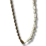 Keachains 18k Gold Plated Stainless Steel Freshwater Pearl Rope Chain Necklace Photo 2
