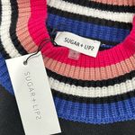Sugar Lips NWT  Black Mock Neck Long Sleeve Sweater Color Stripe Accent Top Size S Photo 3