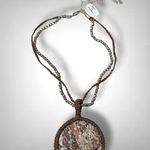 Free People Bohemian Crochet Brandy Pendant Statement Necklace Brown Neutral NWT Photo 4