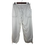 Free People  Womens 6 White Drawstring Hem Crop Pants‎ Utility Pockets Slouchy Photo 5