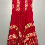 Bohemian Fairy Corset Style Dress Red Floral Handkerchief Hem Womens Free Size Size undefined Photo 0