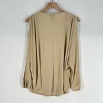 JM Collection Metallic Gold Stretch Jersey Liquid Knit V-Neck Batwing Top Size S Photo 7