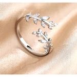 Boutique Sparkly‎ 5a Cz Leaf Ring | White Gold Plated Sterling Silver Photo 12