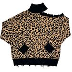 Lovers + Friends Distressed Arlington Leopard Print Turtleneck Sweater Top Photo 7