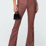 Edikted  Luna Faux Leather Flare Jeans Brown Photo 0