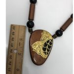 Gorgeous Large 22" Beaded Necklace Unique Large Pendant Bronze Brown Black Beads Photo 4