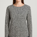 Loft Leopard Print Long Sleeve Top M – Black White Animal Print Pullover Classic Photo 0