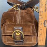 Coach  SMALL Hvy Leather Suede Mia Soho Satchel Barrel Shoulder Bag F10061 Brown Photo 5