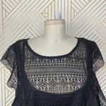 City Chic Dreamy Lace Frilled Top Black Photo 3