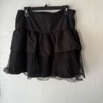 Romwe Black Lace Up Tiered Tulle Ruffle Mini Skirt Women XL Gothic Grunge Fairy Photo 1