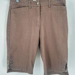 Lulus Lulu B Brown Capri Shorts Eyelet Detail Cotton Blend Women's Size 4 Photo 0