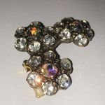 Vintage Brass Tone & AB Rhinestone Brooch Shoulder Pin Photo 2