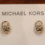 Michael Kors Logo Locket Gold Stud Earrings Photo 1