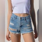 SUBDUED Vintage Crop Distressed Light Wash Denim Shorts Y2K Skater Size 26 Blue Photo 0