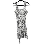 Ann Taylor White Blue Embroidered Ruffle Top Belted Knee Length Summer Dress S Photo 3