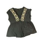 Lucky Brand  V Neck Top Size M Crochet V Neck Granny Square Photo 1