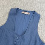 Free People “Millie” Linen Vest Denim grey gray blue button up natural fiber Photo 8