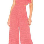 Tularosa  x Revolve Belle Jumpsuit in Coral Pink One Shoulder Wide Leg Medium Photo 0