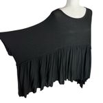 Italian‎ Tunic Free Size Lagenlook Asymmetric Knit Oversized Poncho Cocoon Top Black Photo 1