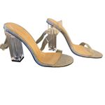 Pretty Little Thing PrettyLittleThings Size 4UK = US6 Silver Clear strappy ankle High Heels Photo 2