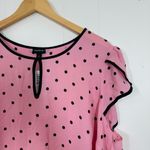 Torrid NEW  Sea Pink Mega Dots Rockabilly Pin Up Georgette Tulip Sleeve Blouse Photo 2