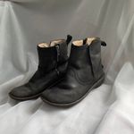 UGG  Leather Ankle Shearling Lined Black Boots Cozy Round Toe 7 Scandi Heritage Photo 1