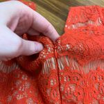 Maeve  Katrine Coral Lace Peplum Top Flutter Sleeve V Neck Back Zip Women's Small Photo 4