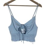 Papaya NWT Light Pastel Blue Smocked Back Crop Top Womens L Smocked Coquette Photo 0