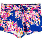 Lilly Pulitzer  Small Shorts Yasmin‎ Coral Print Blue Pink Pull On Pockets 1474 Photo 0