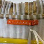 Oliphant Design 100% Cotton Gold Stripe Flutter Sleeve Dress Women’s Size Small Photo 11