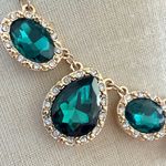 2028 Gold Tone Emerald Green Crystal Drop Necklace Photo 3