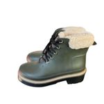 Marc Fisher LTD Women's Green Ankle Snow Boots Fur Trim Lace Photo 3