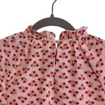 Hill House  Women’s Pink Posey Millie Crepe Floral Blouse Size XS Pink Shirt Top Photo 8