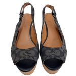 Coach Ferry Wedge Jacquard Monogram Black/Smoke/Black Cork Shoes Photo 15