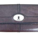 Fossil  Chocolate Brown Maddox Leather Flap Wallet Photo 0