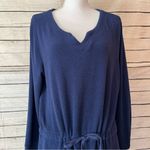 Soft Surroundings Easy Living Dress Denim Blue Cinched Waist Women's Size Large Photo 8