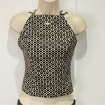 Nicholas Crop Halter Top Size 0 Lace Up Black Geometric Print Chic Party Minimal Photo 1