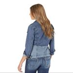 Lucky Brand  Remade Distressed Denim Waisted Trucker Jacket Raw Frayed Hem XS Photo 9