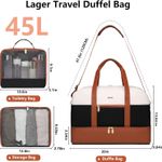 Large Duffel Bag - White-Black-Brown, Nylon, 20x9.84x13.84 inch Photo 1