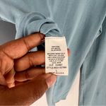 Tart  Light Blue Soft‎ Stretch Modal Ruched V-Neck Long Sleeve Cropped Blouse L Photo 8