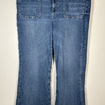 American Eagle  Size 18 Super High Rise Flare Jeans Patchwork Pockets Medium Wash Photo 0