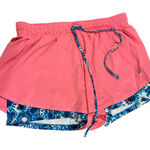 Active USA  Pink Shorts with Blue Trim & Built In Biker Shorts Photo 0