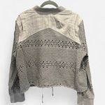 Sundance Boho 100% Cotton Gray Eylet Lace Boxy Cropped Utility Jacket Petite XL Photo 2