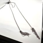 NWT BCBGMaxAzria Toggle Dual Chain Long Tassel Necklace Silver tone Rocker Biker Photo 6