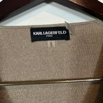 Karl Lagerfeld PARIS Women’s Classic Embellished V-Neck Sweater Tan Size Medium Photo 3